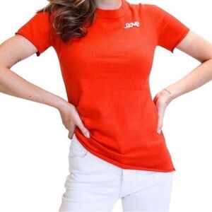 NWOT Never A Wallflower Women’s Red Cotton Cashmere Blend Short Sleeve Classic